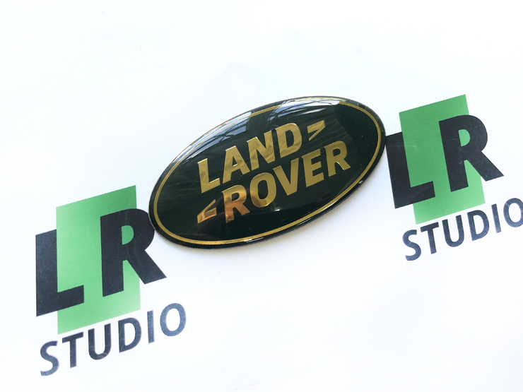 Эмблема Land Rover зеленая с золотом 86мм