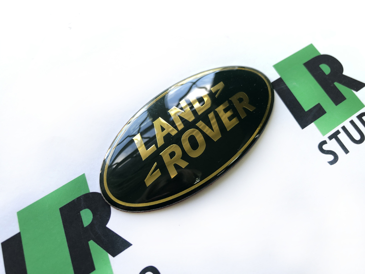 Эмблема Land Rover зеленая с золотом 86мм