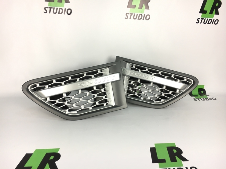 Решетки крыльев жабры Range Rover Sport 2010-2012 серые