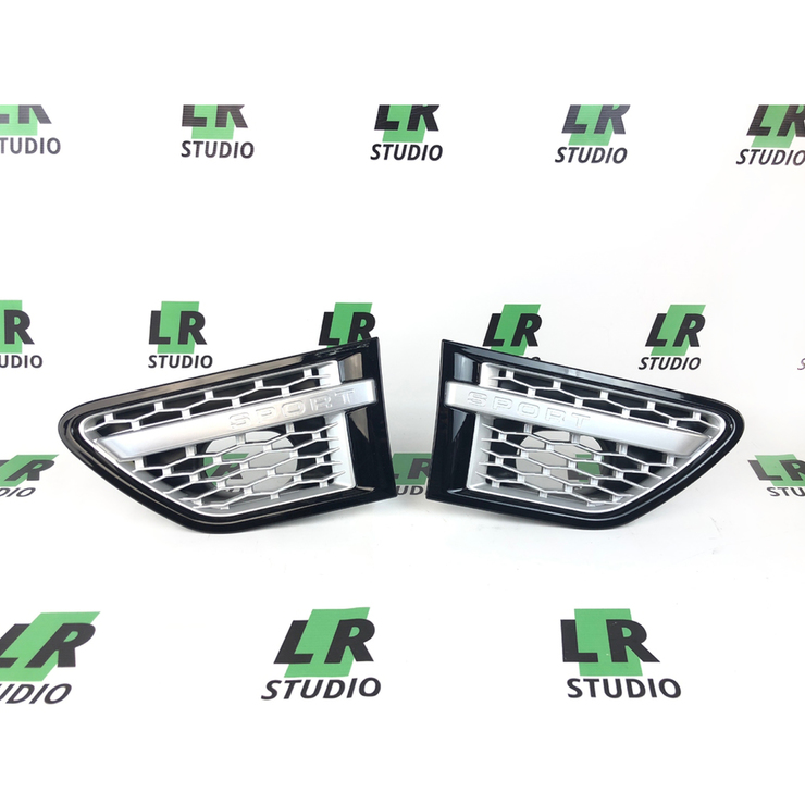 Решетки крыльев жабры Range Rover Sport 2010-2012 черные на сером