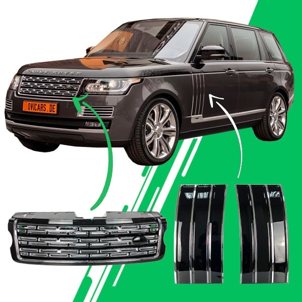 Комплект решетка + жабры Range Rover 2013-2017 черные