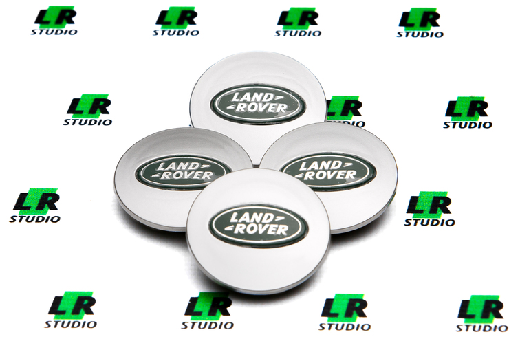 Колесные колпачки Land Rover серые с зеленым 62мм - 4шт
