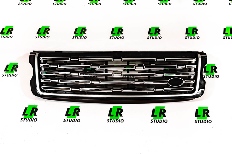 Решетка радиатора Range Rover 2013-2017 стиль 2022, черная с серым