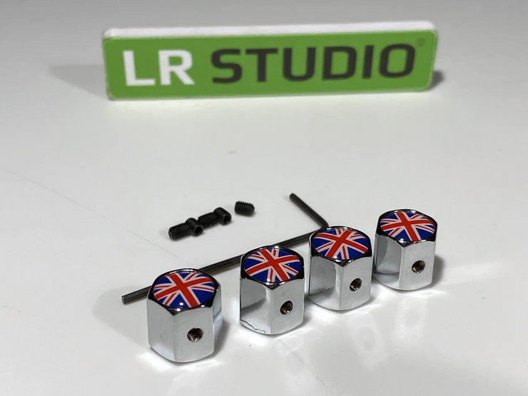 Колпачки на ниппель Land Rover Union Jack хром, антивандальные