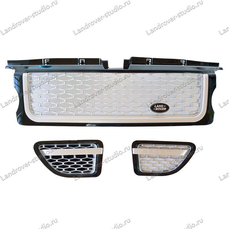 Комплект решетка радиатора и жабры черные на сером Range Rover Sport 2005-2009