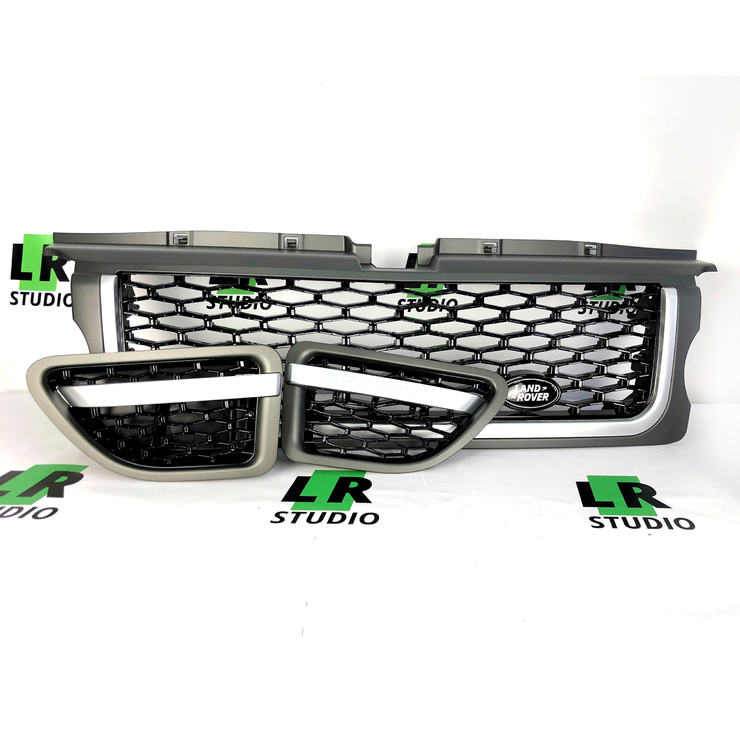 Комплект решетка радиатора и жабры серые черные внутри Range Rover Sport 2005-2009
