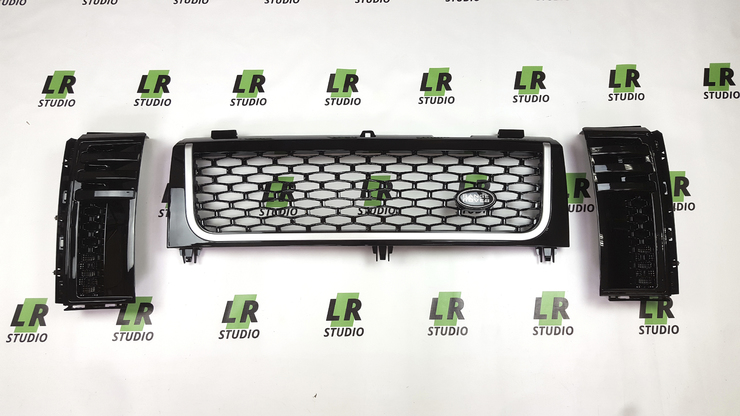 Комплект Решеток Range Rover 2002-2005 черная с серой полосой жабры черные