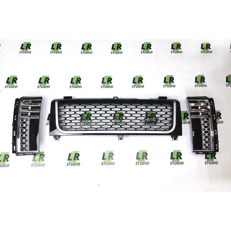 Комплект Решеток Range Rover 2002-2005 черная с серой полосой жабры с серым