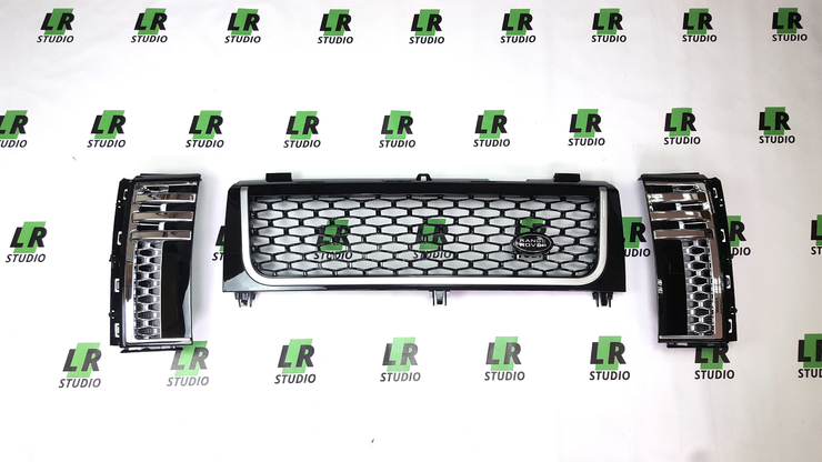 Комплект Решеток Range Rover 2002-2005 черная с серой полосой жабры с серым