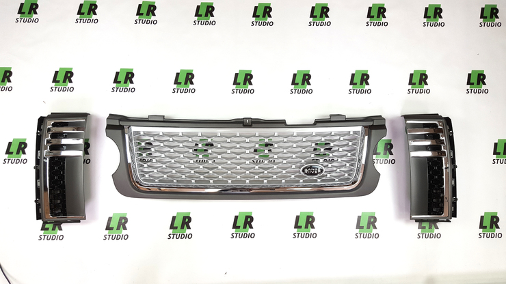 Комплект решеток Range Rover 2010-2012 серая решетка жабры серые с черным