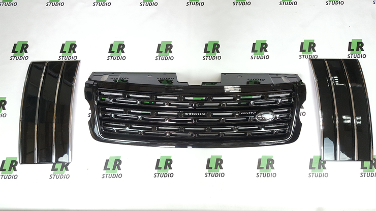 Комплект решетка + жабры Range Rover 2013-2017 черная , жабры черные хром