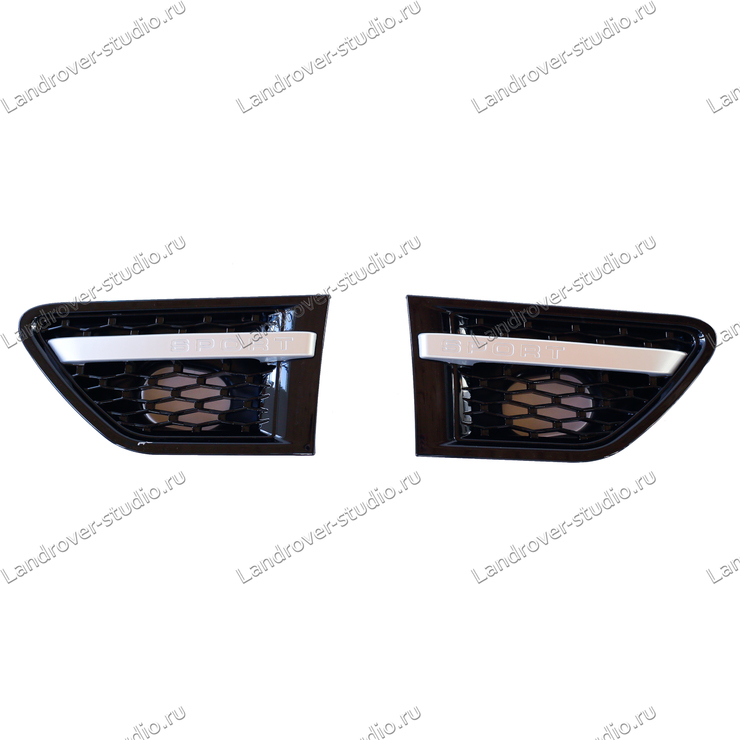 Комплект решеток Range Rover Sport 2010-2012 черные с серой полосой