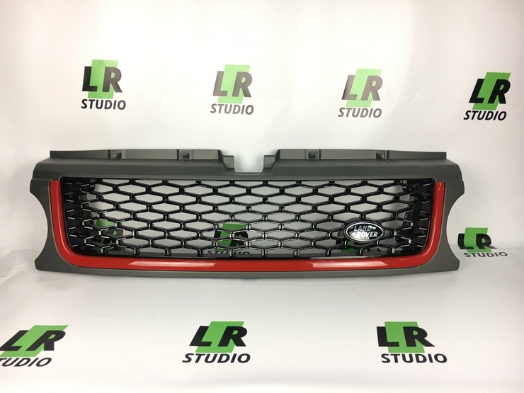 Решетка Range Rover Sport 2010-2012 серая с красной полосой